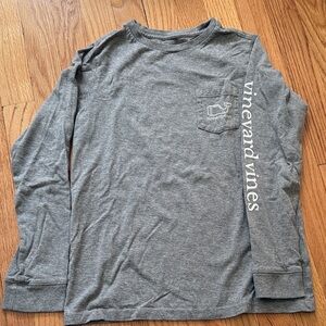 Vineyard Vines Gray Long Sleeve Pocket Tee w/Sleeve Logo football graphic Small